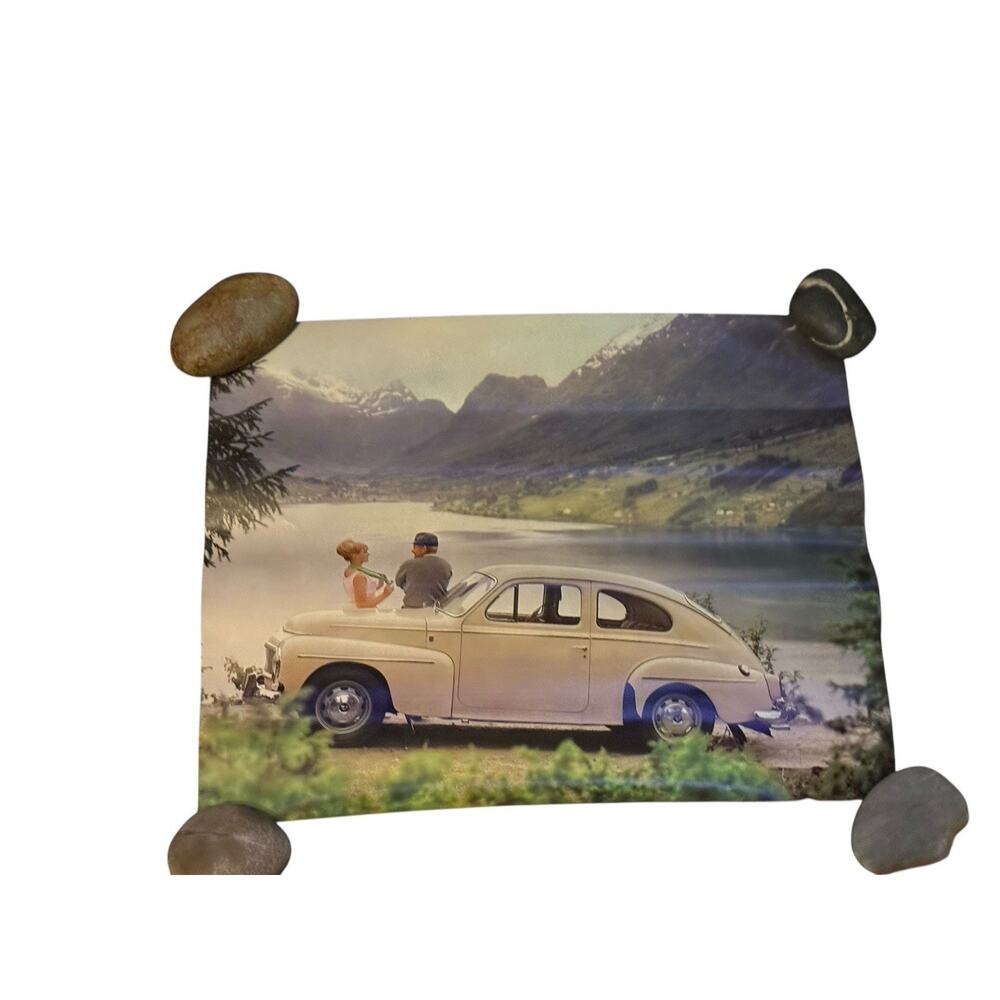 Vintage Volvo Scenic Travel Photo Print Alpine Mountain‎ Landscape Mid Century